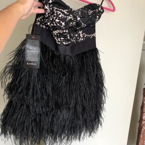 bebe feather mini dress